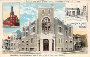 D74/ Hot Springs Arkansas Postcard 1913 Central Methodist Church Fire Disaster