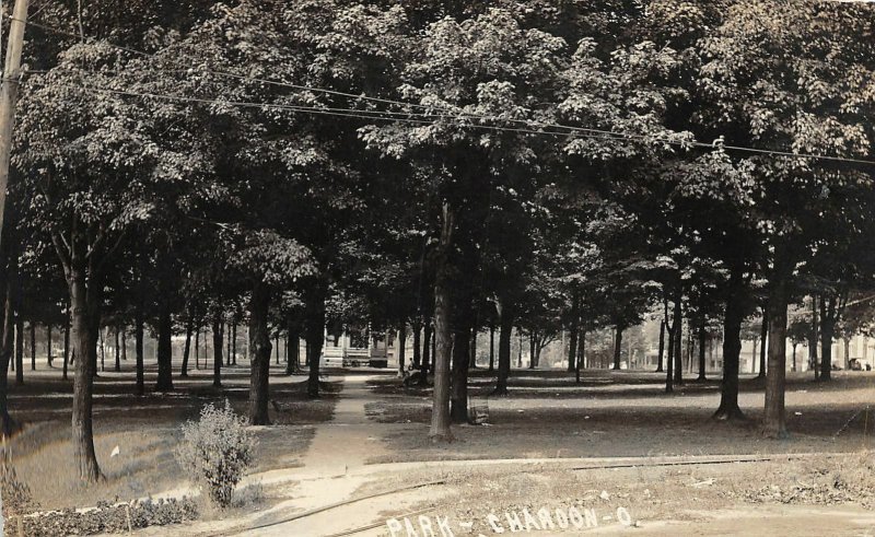 J6/ Chardon Ohio RPPC Postcard c1910 Park Scene Gazebo Geauga CO 164