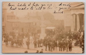 Dundalk Ireland RPPC Market Day Towns People 1907 Real Photo Postcard L44