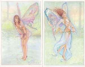 Woodland Pond Fairy 2x Fairies Postcard s