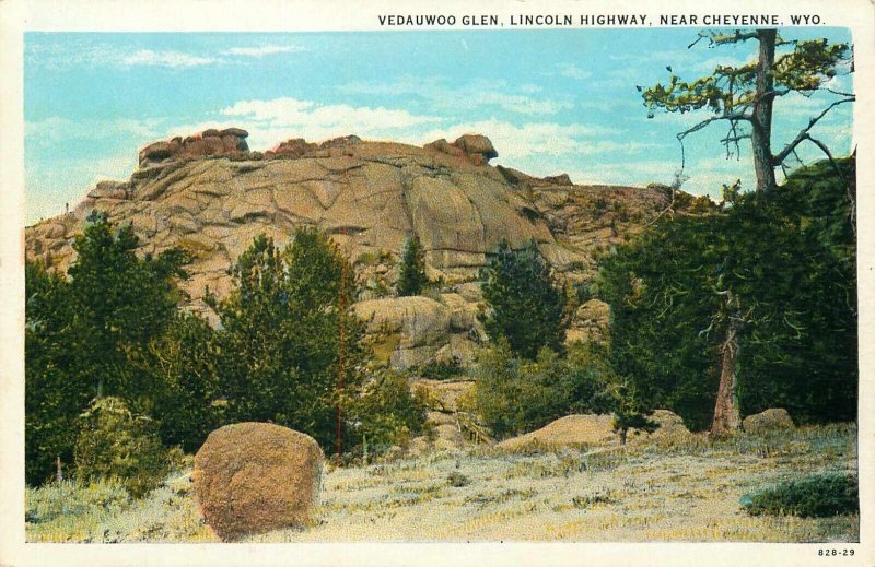 Postcard Wyoming Vedauwoo Glen Lincoln Highway Cheyenne White Border Unposted 