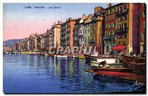 Old Postcard Toulon Boat Quays