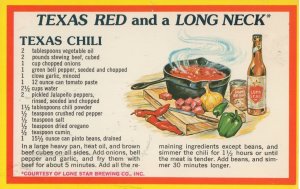 Texas Red & A Long Neck Chili Competition USA Restaurant Postcard