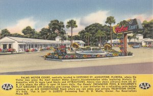St Augustine FL Palms Motor Court AAA c1950s postcard