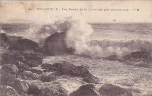 France Marseille Les Bords de la Corniche par grosse mer 1915