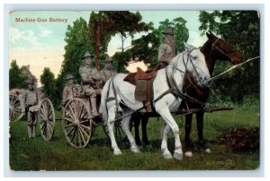 c1910's Machine Gun Battery Military Soldier Horse And Wagon NY Antique Postcard