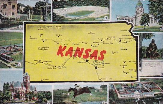 Kansas Map and Multi View Showing Stadium University Of Kansas