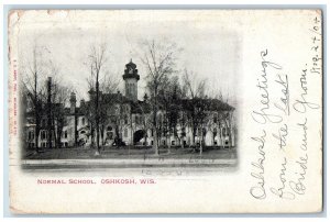 1904 Normal School Building Trees Exterior Scene Oshkosh Wisconsin WI Postcard