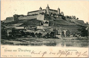 Vtg Gruss aus Wurzburg Germany Die Marienburg Castle Postcard