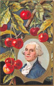 President George Washington Portrait Cherry Tree Patriotic 1910c postcard