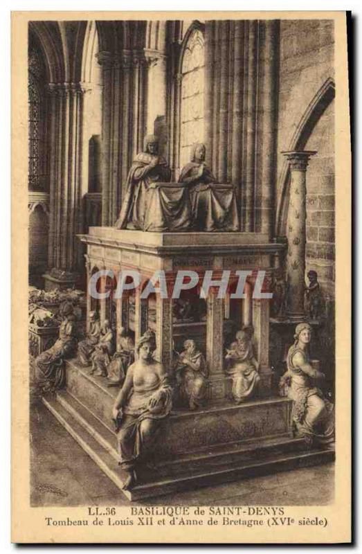 Postcard Old Death Basilica of Saint Denis Tomb of Louis XII and & # 39Anne B...