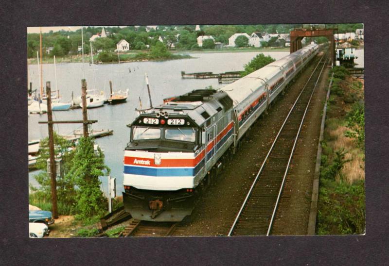 CT Amtrak Railroad Train Engine Mystic Conn Connecticut Postcard Locomotive 212