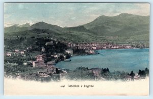 PARADISO, Lugano, Switzerland ~  PANORAMIC VIEW c1900s Handcolored  Postcard