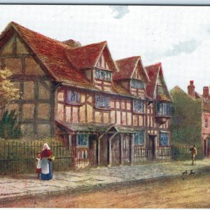 c1910s Stratford-on-Avon England Postcard Shakespeare's Birthplace Tudor A372
