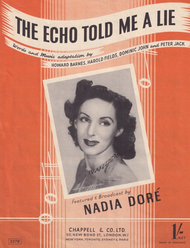 The Echo Told Me A Lie Nadia Dore 1950s Sheet Music