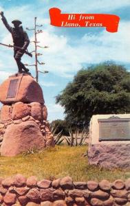 LLANO, TX Texas     GREETINGS~WWI & WWII Memorial & Statue    Chrome Postcard