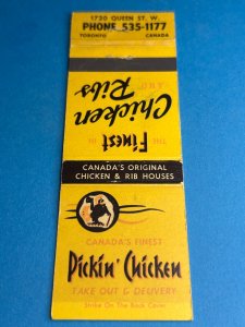 Vintage Matchbook Cover Pickin' Chicken Toronto Canada MB162