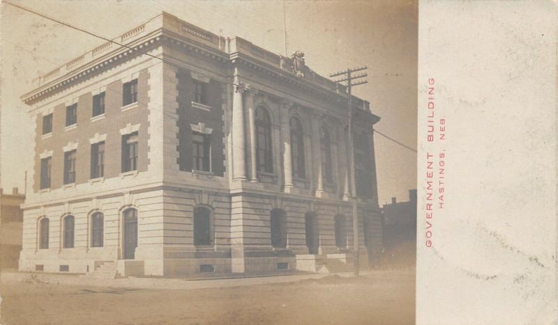 Hastings NE Federal Government Bldg~Courthouse~Post Office (Gone?)~RPPC c1906 