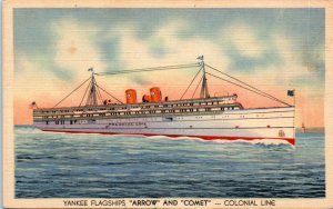 1940s S.S. Arrow & S.S. Comet Colonial Line Flagships Postcard