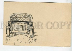 443878 Russia MOLLWO Car Driver CARICATURE Vintage HAND PAINTED postcard INK