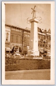 K42/ Lima Ohio RPPC Postcard c1910 Patriotic Public Square G.A.R. Stores 365