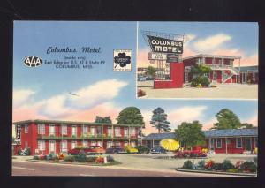 COLUMBUS MISSISSIPPI COLUMBUS MOTEL VINTAGE ADVERTISING POSTCARD