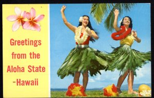Hawaii Greetings from the Aloha State Lovely Hula Maidens pm1980 - Chrome