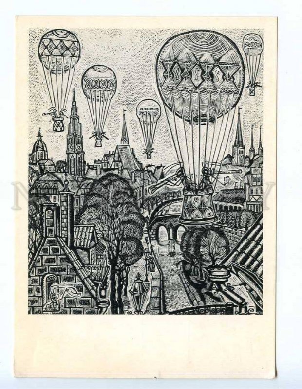 237696 RUSSIA Leningrad BLINOV flying balloons old postcard