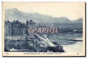 Old Postcard Saint Jean de Luz Beach and La Rhune