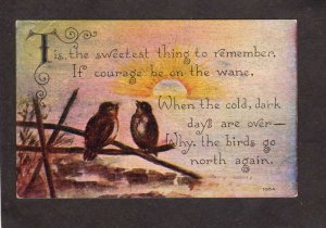 Birds Courage Wanes Go North Poem Postcard F A Owen Co Dansville New York
