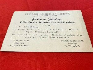 Postcard 1895 NEW YORK ACADEMY OF MEDICINE Neurology, Booth, Bailey,Stark,Ferris