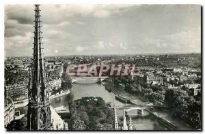 Old Postcard Paris from above Panorama on the Seine