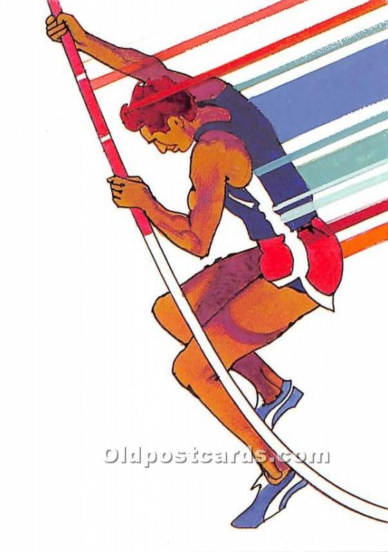 Original Artwork by Robert Peak, 1984 Summer Olympics Pole Vaulting Stamp Oly...