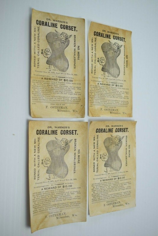 1880's Lot of 4 Warner Bros. Coraline Corsets Lovely Famous Actresses F60