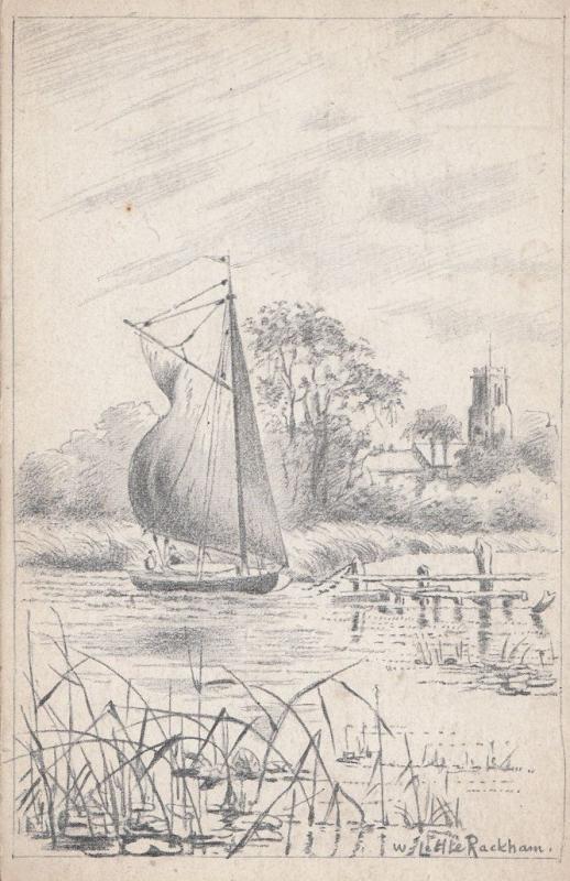 Rackham Boats Norwich Plumstead Picture Framer Advertising Old Postcard