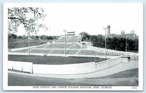 PERU, Illinois IL ~ High School FOOTBALL STADIUM Junior College c1930s Postcard