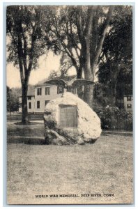 c1940's World War Memorial Deep River Connecticut CT Unposted Trees  Postcard