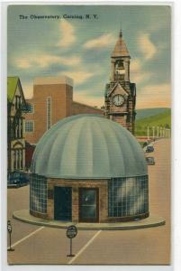 The Observatory Corning New York linen postcard