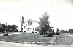 Real Photo Postcard St. Lawrence Catholic Church in Scribner, Nebraska
