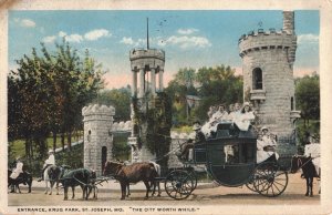 C.1919 Horse Carriage Krug Park Mo. Postcard 2R5-454