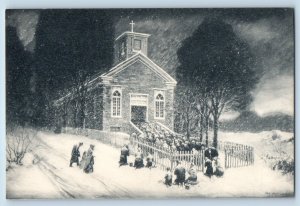 Bennington Vermont Postcard Easter Morning Mass St. Francis De Sales 1940 Artvue