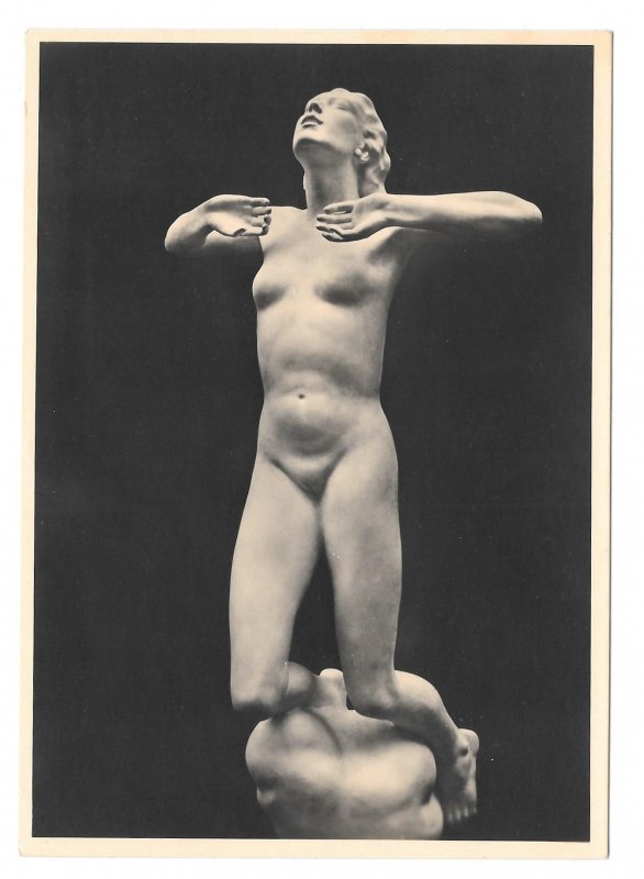 RPPC Heinrich Hoffman Nude Sculpture Hanneles Himmelfahrt Ascension 4X6 Postcard