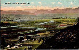 View Overlooking Mission Valley, San Diego CA Vintage Postcard I52