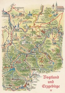 Zeulenroda Triebes Gries Thuringia Mountains German Karte Map Postcard