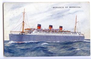 LS1215 - Furness Withy Liner - Monarch of Bermuda - artist postcard