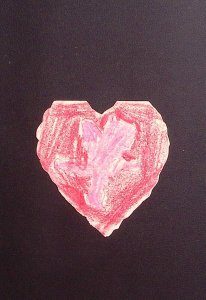 1930s VALENTINES DAY HANDMADE HEART FOLD OUT CARD DEPRESSION ERA CARD Z552