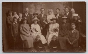 UK Small Heath Birmingham RPPC c1920 Wedding Portrait Group Photo Postcard K27