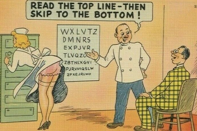 Read Top Line, Then Skip To The Bottom Risqué Lingerie VTG Funny Postcard Comic