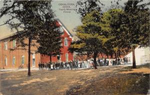 Oskaloosa Iowa~Yearly Meeting House~Victorian People Posing in Front~1911 Pc