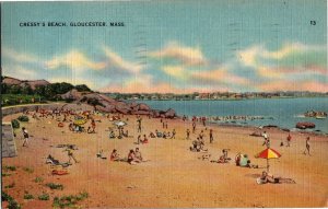 Cressy's Beach, Gloucester MA c1953 Linen Vintage Postcard V03